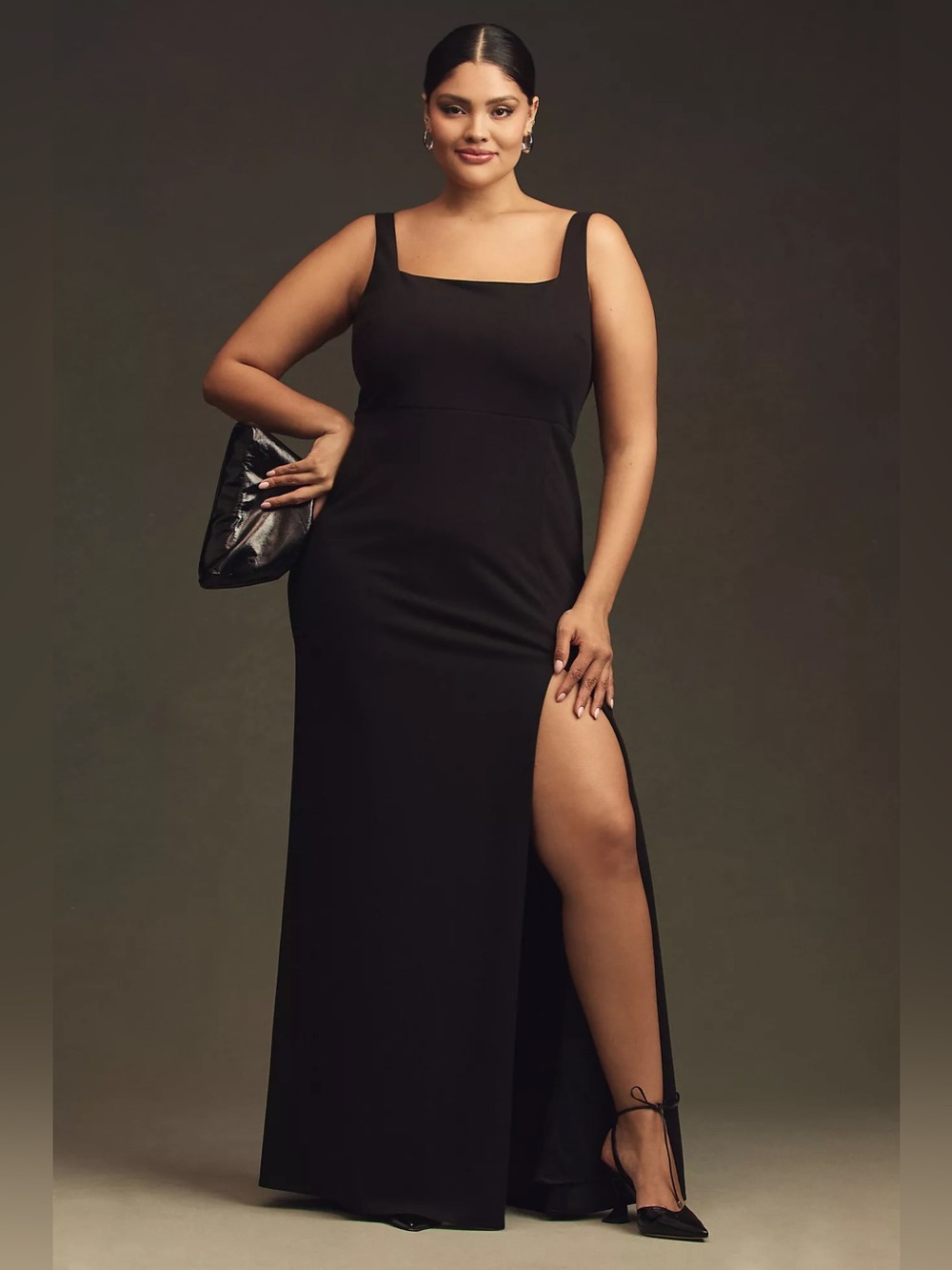Anthropologies BHLDN Blake Square-Neck Stretch Crepe Maxi Dress Size XL Formal
